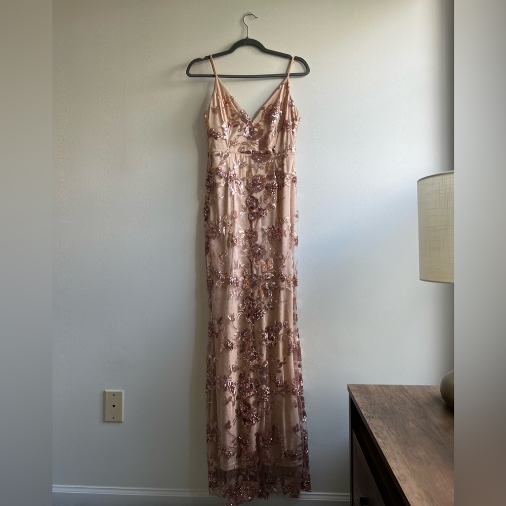 Blush Floral Embroidered Maxi Dress
